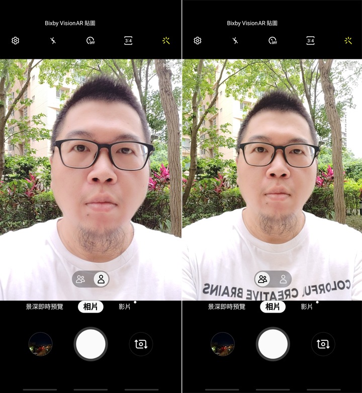 圖:Galaxy A60 的前鏡頭也提供兩種不同的取景焦段可以切換。 圖:Galaxy A60 的前鏡頭也提供兩種不同的取景焦段可以切換。