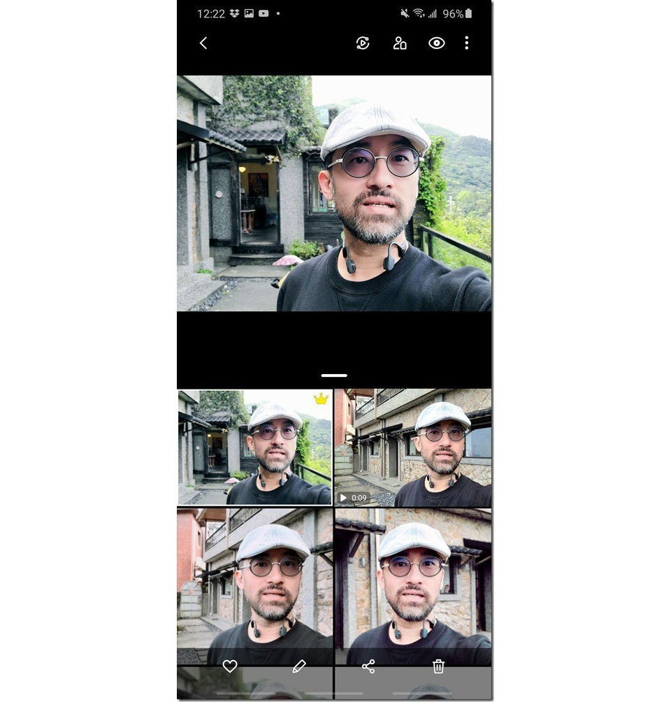 除了主鏡頭可以使用一鍵拍錄的功能,自拍鏡頭也支援這功能,想記錄到哪裡遊玩,用這功能就可以不用想太多按下快門就好。 除了主鏡頭可以使用一鍵拍錄的功能,自拍鏡頭也支援這功能,想記錄到哪裡遊玩,用這功能就可以不用想太多按下快門就好。