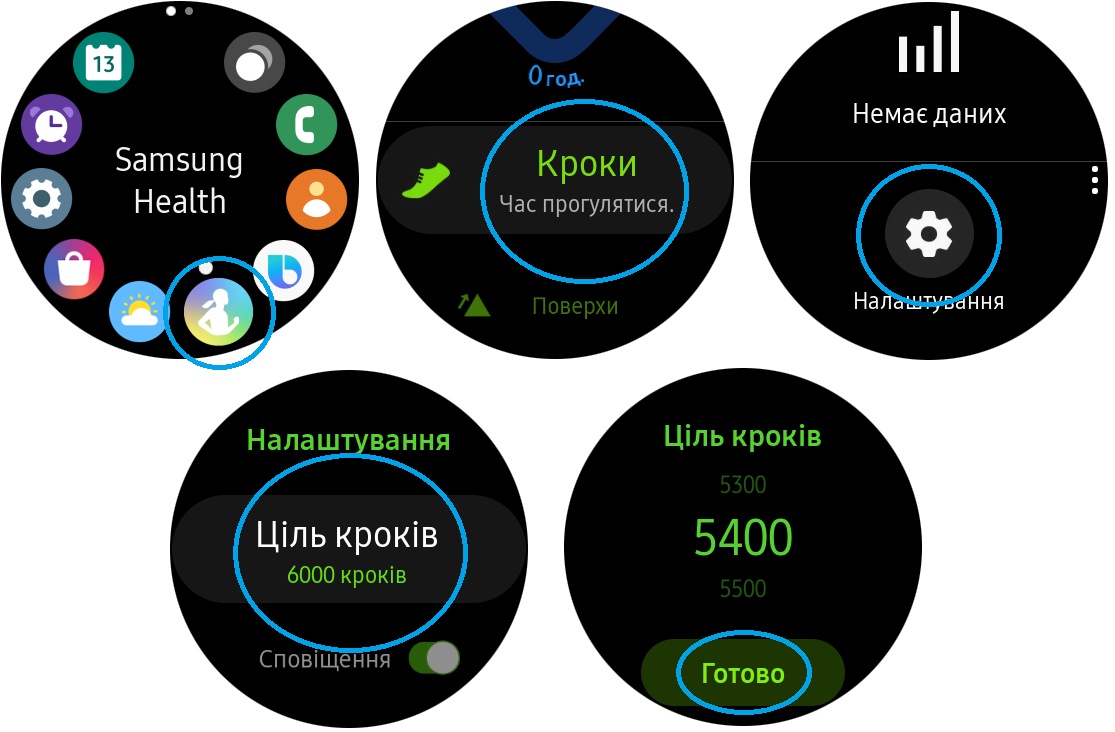 Кроки в Watch Active 2