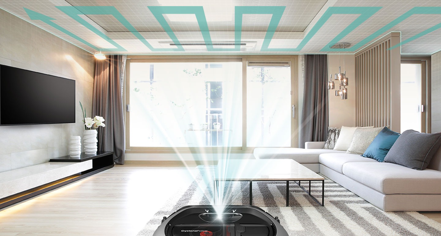 Representation of the Visionary Mapping⢠technology included in Samsung Vacuum Cleaners