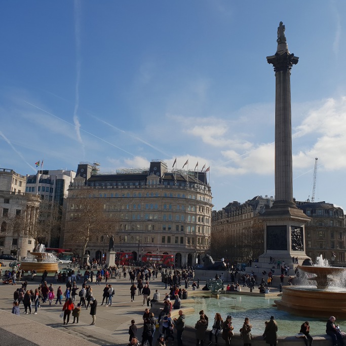 Trafalgar square on a sunny day