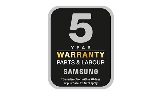 Samsung 5 Year Warranty.