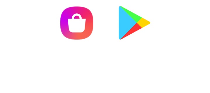 Galaxy store and Google play logos