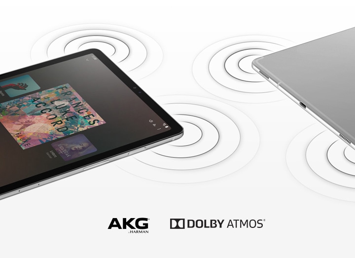 Two Tab S5e models displaying sound effects.