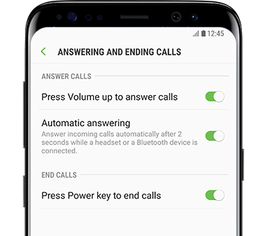Galaxy S8 front view Answering And Ending Calls