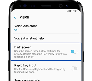 Galaxy S8 front view Dark Screen