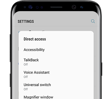 Galaxy S8 front view Direction Access