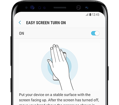 Galaxy S8 front view Easy Screen Turn on