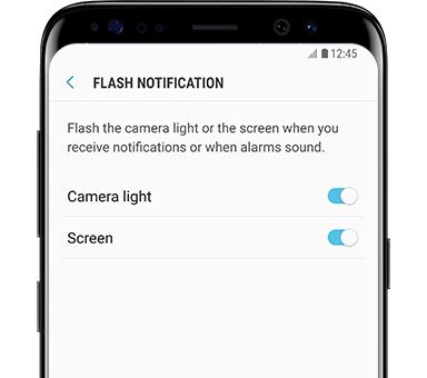 Galaxy S8 front view Flash Notification