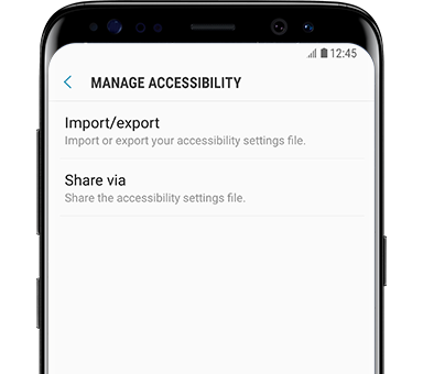 Galaxy S8 front view Manage Accessibility