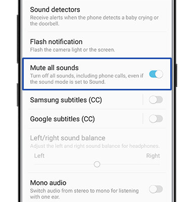 Galaxy S8 front view Turn Off All Sounds