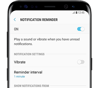Galaxy S8 front view Notification Reminder