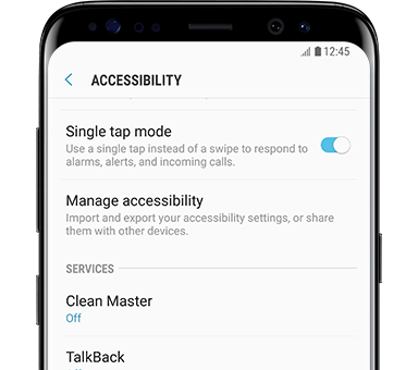 Galaxy S8 front view Single Tap Mode