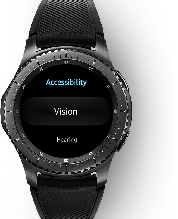 Gear S3 frontier front view to apply accessibility