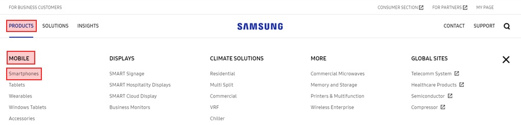 sub menus area on global navigation bar