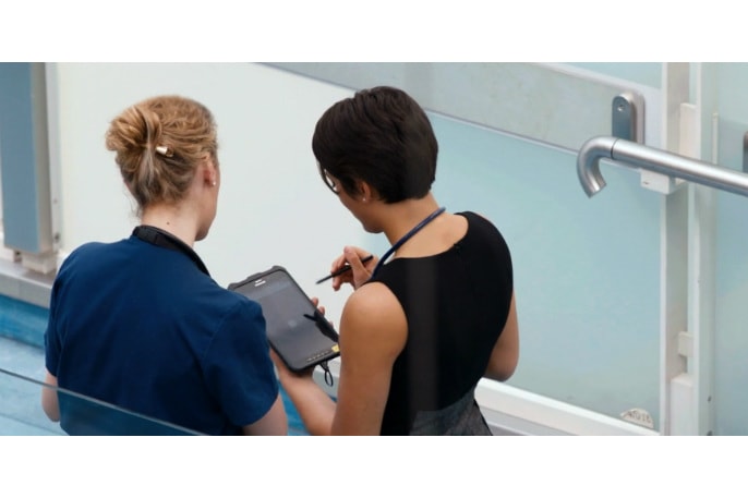 Samsung tablets are used in hospitals in London to access and collect patient data.