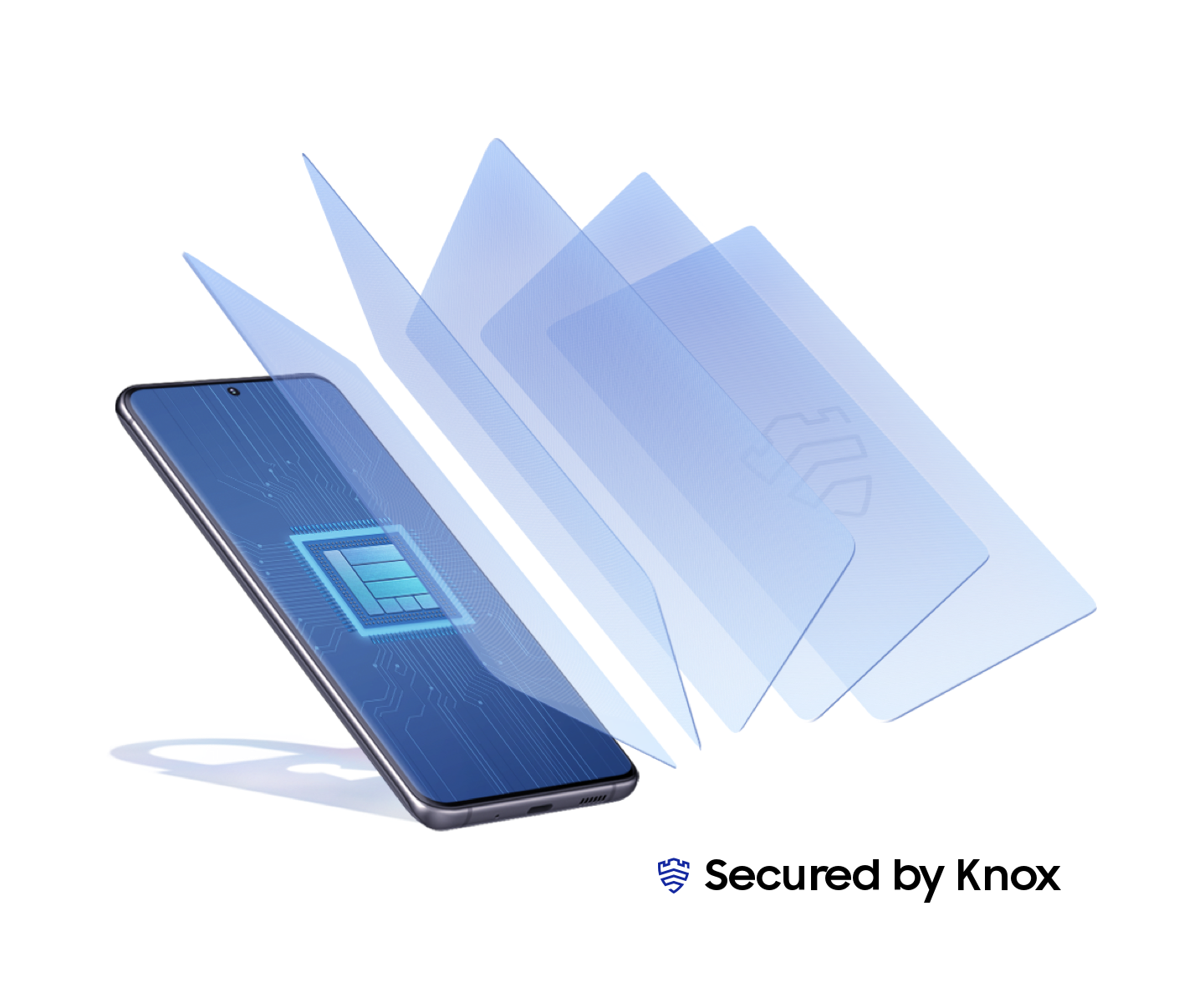 Samsung Knox phone security on business mobile phone with Wi-Fi encryption and Samsung Pass biometric protection