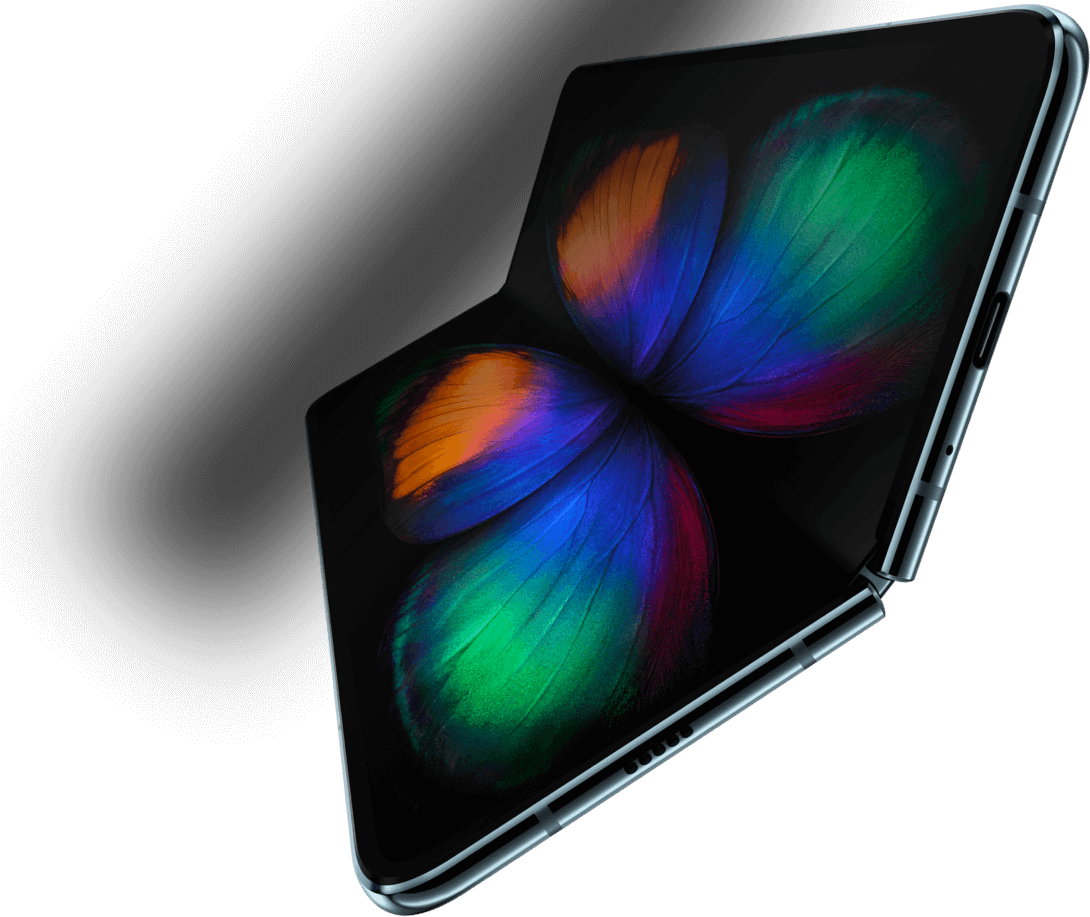 Galaxy Fold showing the screen and bottom of the device