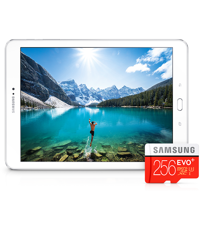 Capture Life Vividly - microSD EVO Plus 256GB with Galaxy Tab White