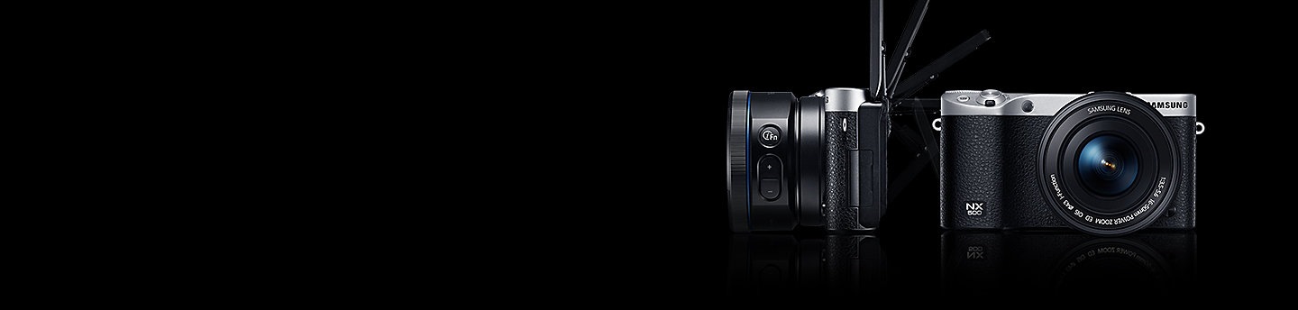 Samsung Cameras & Lenses - NX500 Black 16-50mm Power Zoom, Front and Side