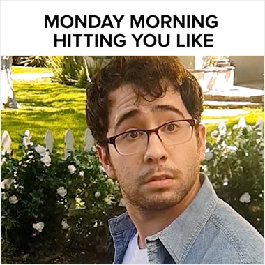 A Super Slow-mo video from BuzzFeed shot on Galaxy of a man getting hit with water balloons from various angles. The caption above says “Monday morning hitting you like”