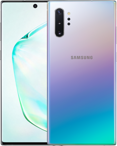 Front and back view of the Samsung Galaxy Note10+ 5G