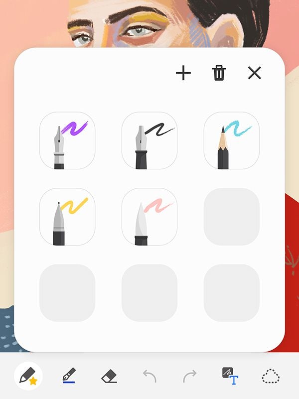 Samsung Notes allows you to adjust your S Pen settings, such as ink colour and thickness, as well as save your favourites