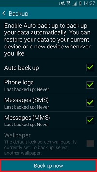 Tap Back up now