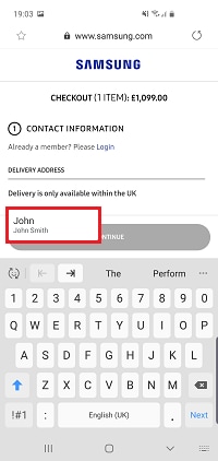 Tap the autofill option