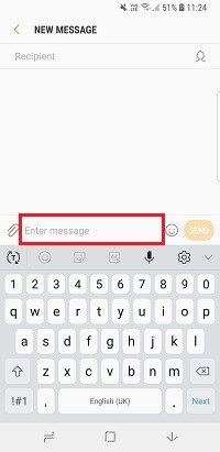 Tap enter message