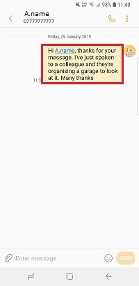 Press and hold down the message text until you get a pop up menu