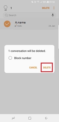 Tap delete again