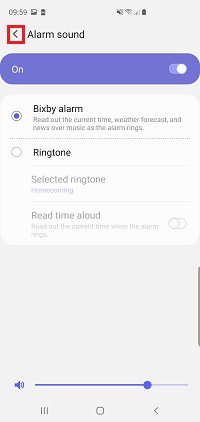 Tap the back icon
