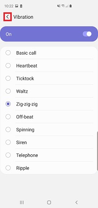 Tap the back icon
