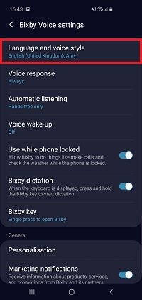 Tap language and voice style