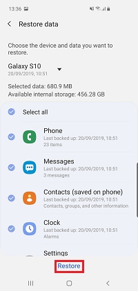 Tap Restore