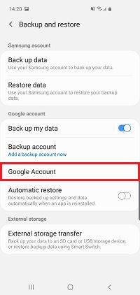 Tap Google Account