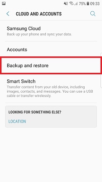 Tap Backup and restore