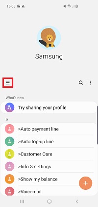 Tap the menu icon