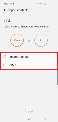 Choose where you are moving your contacts to