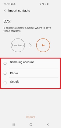 Choose where you want your contacts to be saved