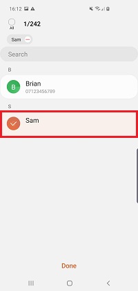 Select which contacts you wish to move