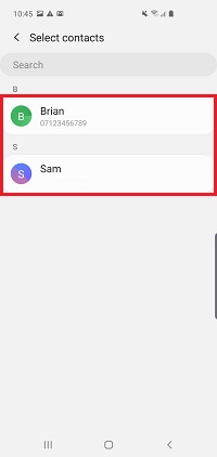 Select the contacts you wish to add