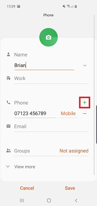 Tap the + icon to add another number