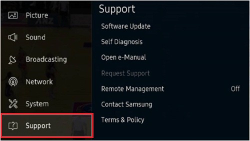 How do I perform a factory reset on my Samsung TV?