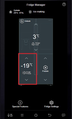 Tap the freezer section