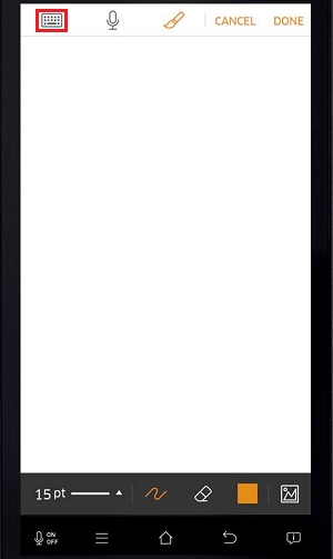 Tap the keyboard icon