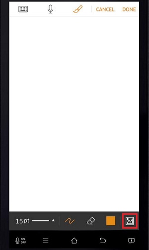 Tap the picture icon to upload an image to the memo