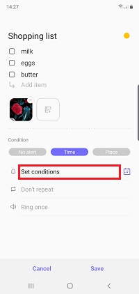 Tap Set conditions