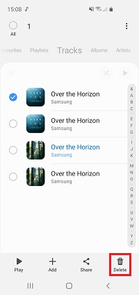 Tap the delete icon